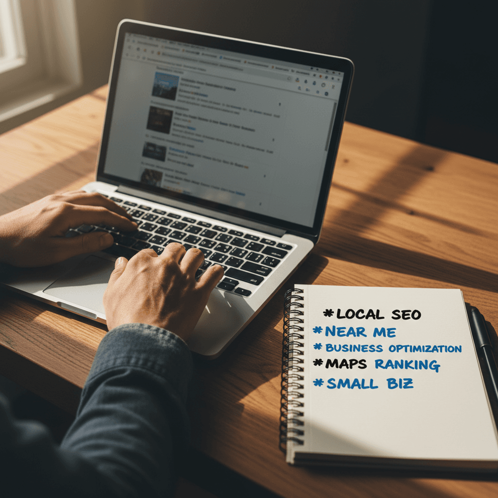 Lokale SEO Optimierung am Laptop